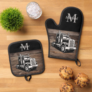 Ensemble De Gant De Cuisine Et De Manique Camion Cool de transport semi-routier Monogramme B