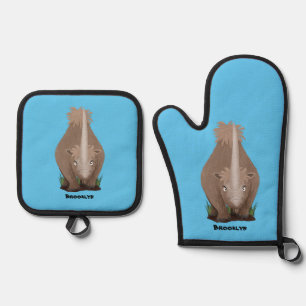 Ensemble De Gant De Cuisine Et De Manique Caricature en élasmère de rhinocéros laineux