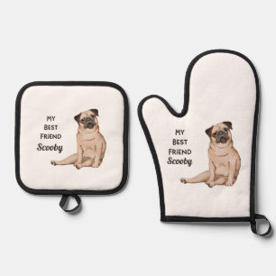 Ensemble De Gant De Cuisine Et De Manique Carlin Chien Mon meilleur ami Nom personnalisé
