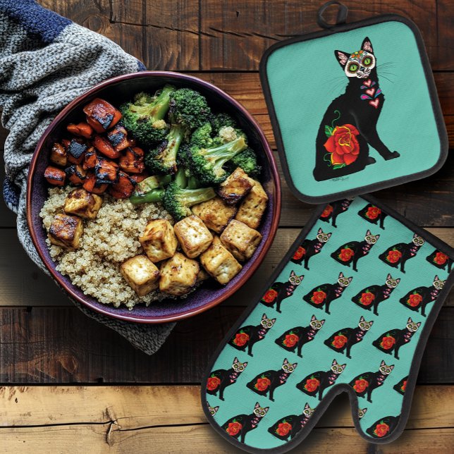 Ensemble De Gant De Cuisine Et De Manique Chat noir de Sugar (Créateur téléchargé)