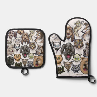 Ensemble De Gant De Cuisine Et De Manique Chats et chiens