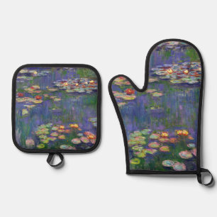 Ensemble De Gant De Cuisine Et De Manique Chefs-d'œuvre de peinture de Nymphéas de Monet