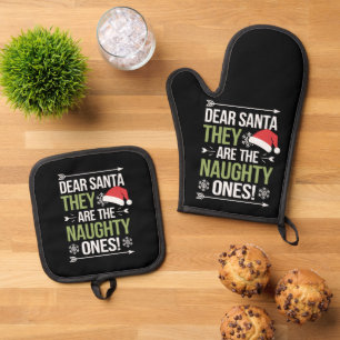 Ensemble De Gant De Cuisine Et De Manique Cher Père Noël, Ce Sont Les Maudits Noël