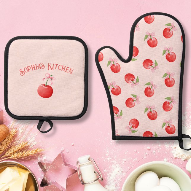 Ensemble De Gant De Cuisine Et De Manique Cherry Coquette (Créateur téléchargé)