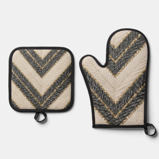 Ensemble De Gant De Cuisine Et De Manique Chevron Zigzag Glam Pattern (Recto)