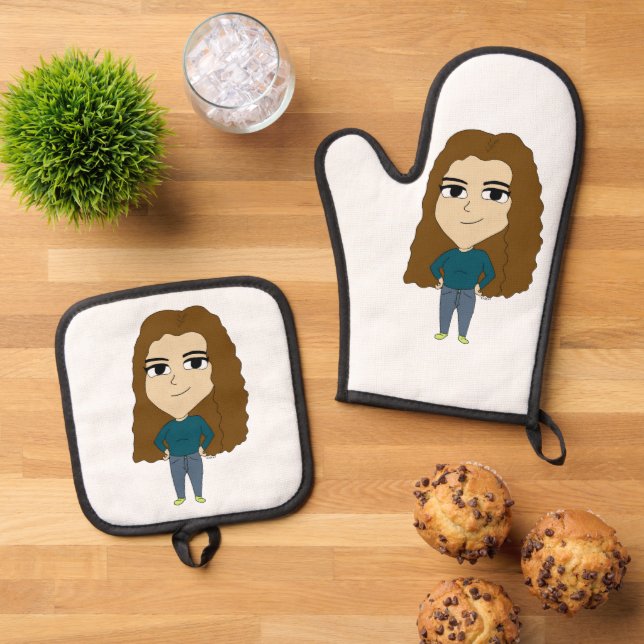 Ensemble De Gant De Cuisine Et De Manique chibi (De haut en bas)