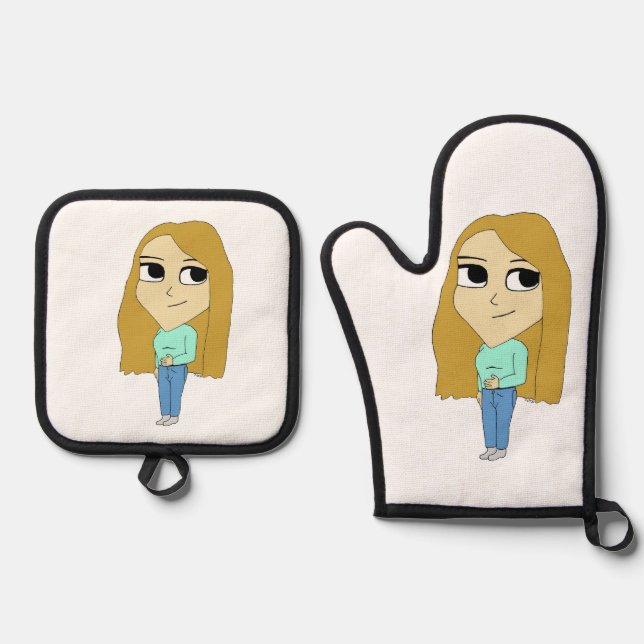 Ensemble De Gant De Cuisine Et De Manique chibi (Recto)
