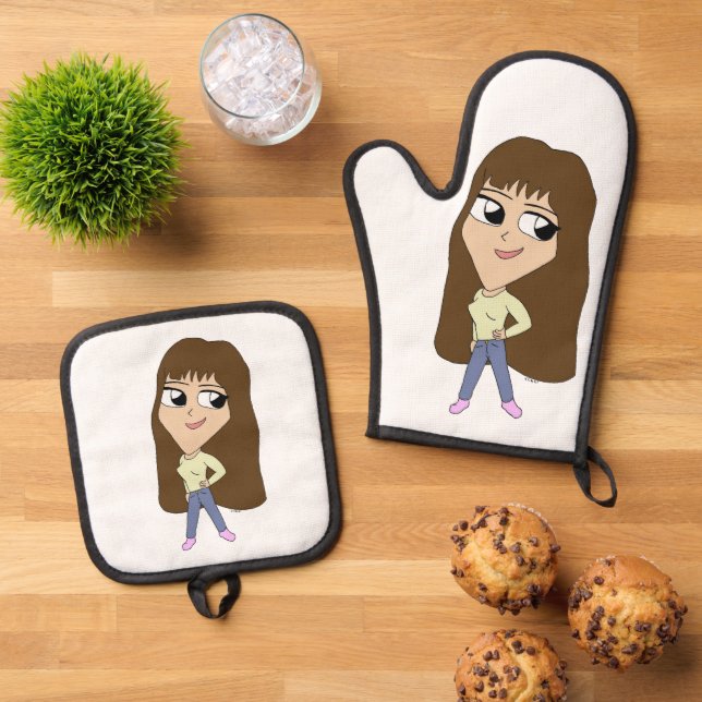 Ensemble De Gant De Cuisine Et De Manique chibi (De haut en bas)