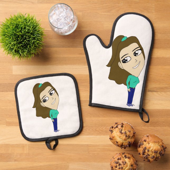 Ensemble De Gant De Cuisine Et De Manique chibi (De haut en bas)