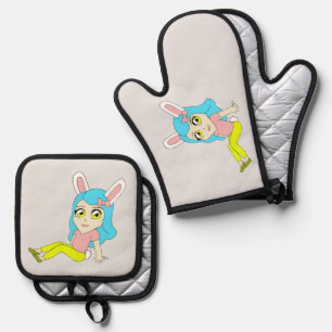 Ensemble De Gant De Cuisine Et De Manique chibi bunnygirl