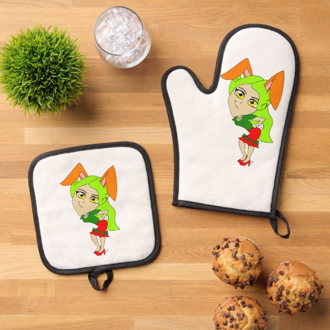 Ensemble De Gant De Cuisine Et De Manique chibi bunnygirl (De haut en bas)