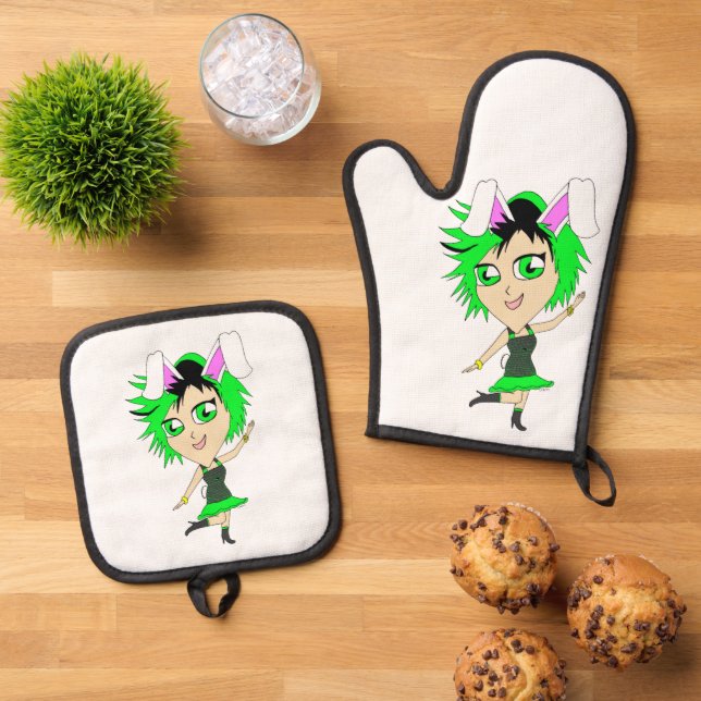 Ensemble De Gant De Cuisine Et De Manique chibi bunnygirl (De haut en bas)