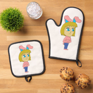 Ensemble De Gant De Cuisine Et De Manique chibi bunnygirl