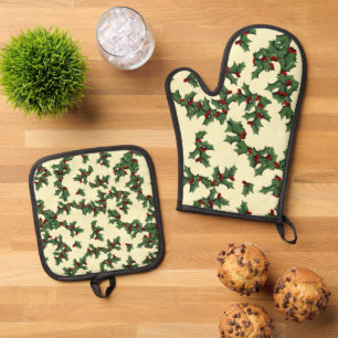 Ensemble De Gant De Cuisine Et De Manique Christmas Holly
