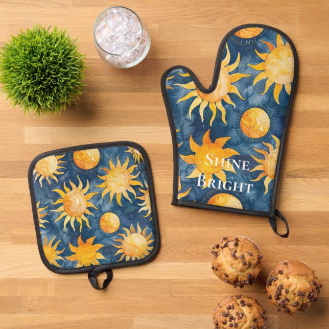 Ensemble De Gant De Cuisine Et De Manique Ciel Soleil Brille Clair (De haut en bas)