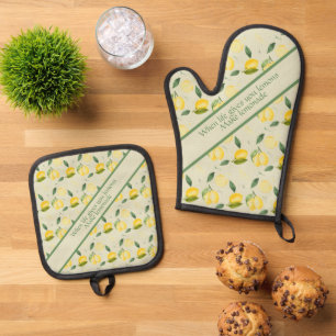 Ensemble De Gant De Cuisine Et De Manique Citation citron et citron