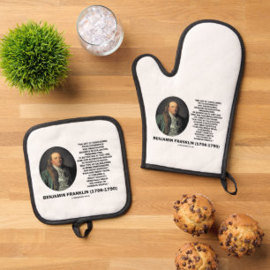 Ensemble De Gant De Cuisine Et De Manique Citation de Benjamin Franklin sur l'évaluation des