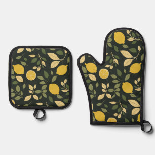 Ensemble De Gant De Cuisine Et De Manique Citrons et Feuilles