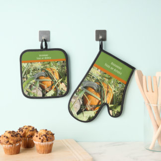 Ensemble De Gant De Cuisine Et De Manique Citrouille de jardin de campagne personnalisé