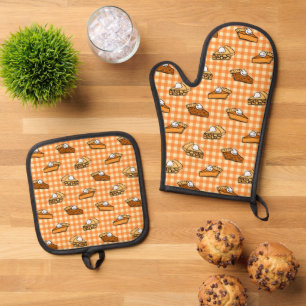 Ensemble De Gant De Cuisine Et De Manique Citrouille de pomme de automne et Motif de tarte d