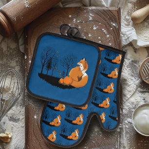 Ensemble De Gant De Cuisine Et De Manique Citrouilles de la forêt Red Fox