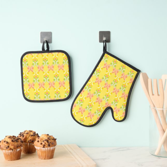 Ensemble De Gant De Cuisine Et De Manique Citrus rétro (In situ (suspendu))