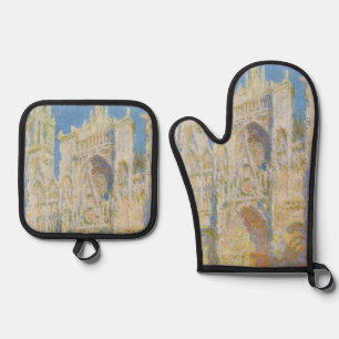 Ensemble De Gant De Cuisine Et De Manique Claude Monet Cathédrale de Rouen Portail Lumière d