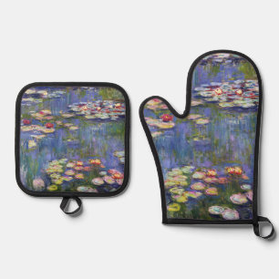 Ensemble De Gant De Cuisine Et De Manique Claude Monet - Nymphéas / Nénuphars