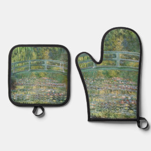 Ensemble De Gant De Cuisine Et De Manique Claude Monet Pont Japonais Nymphéa Art