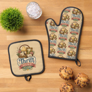Ensemble De Gant De Cuisine Et De Manique Club de chasse aux bonnes affaires Cottagecore vin
