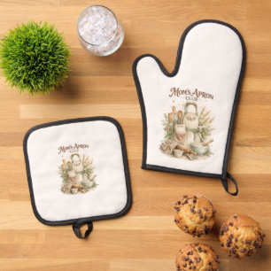 Ensemble De Gant De Cuisine Et De Manique Club du tablier de maman design de cuisine vintage