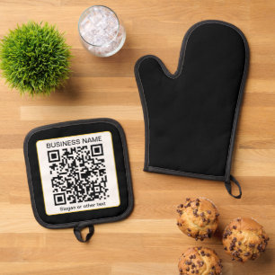 Ensemble De Gant De Cuisine Et De Manique Code QR numérisable modifiable + votre nom d'entre
