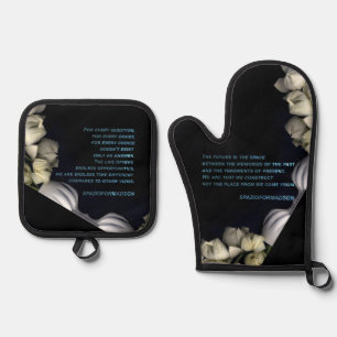 Ensemble De Gant De Cuisine Et De Manique "Cœur blanc en noir de la lune" & Doute Avenir