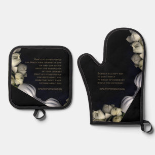 Ensemble De Gant De Cuisine Et De Manique "Cœur blanc en noir de la lune" & Voyage Silence