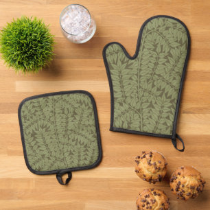 Ensemble De Gant De Cuisine Et De Manique Conception classique Art Nouveau de branche de Wil