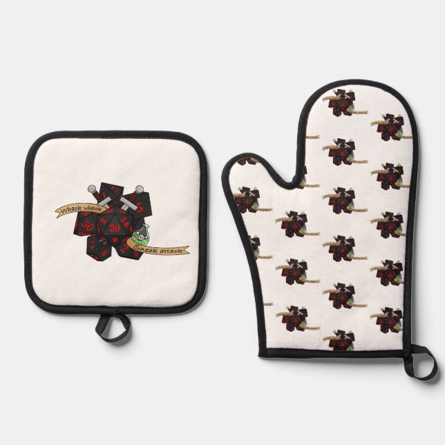 Ensemble De Gant De Cuisine Et De Manique Conception de dés non fiables (Recto)