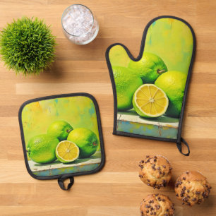 Ensemble De Gant De Cuisine Et De Manique Conception de la pop été brillante de Limes
