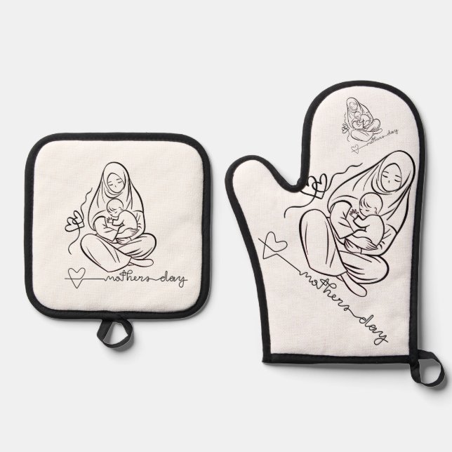 Ensemble De Gant De Cuisine Et De Manique Conception de maman d'amour belle (Recto)
