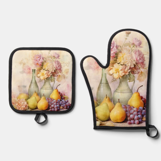 Ensemble De Gant De Cuisine Et De Manique Conception de nature morte  (Recto)