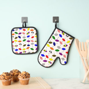 Ensemble De Gant De Cuisine Et De Manique Conception de parapluies colorés