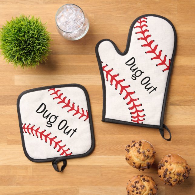 Ensemble De Gant De Cuisine Et De Manique Conception du baseball (De haut en bas)