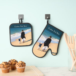 Ensemble De Gant De Cuisine Et De Manique Concevez votre propre avec photo et texte personna