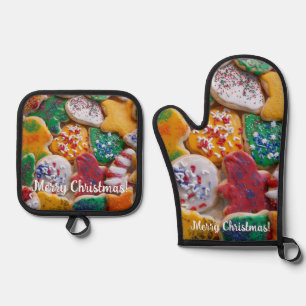 Ensemble De Gant De Cuisine Et De Manique Cookies de Noël Je Cuisine de vacances colorée