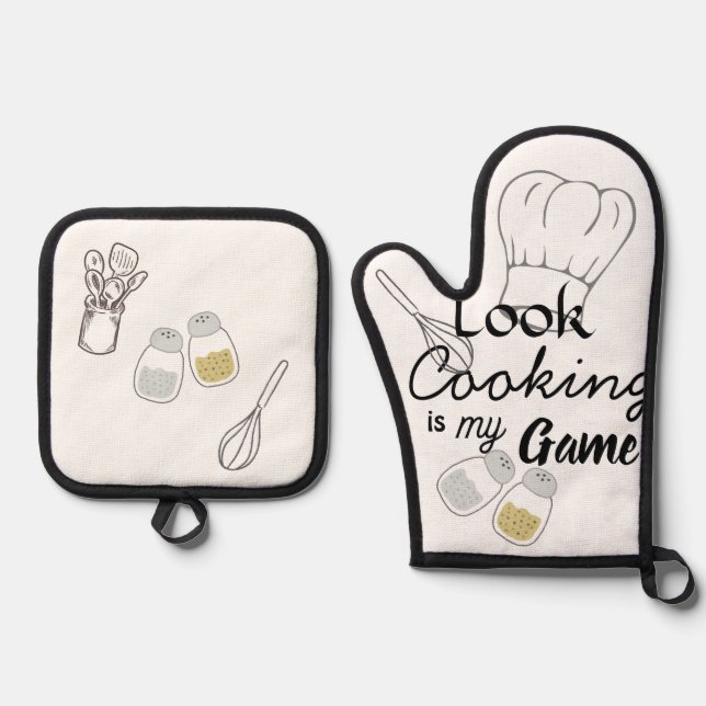 Ensemble De Gant De Cuisine Et De Manique Cooking is my Game (Recto)