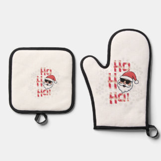 Ensemble De Gant De Cuisine Et De Manique Cool Rétro Père Noël Mitten de Noël pour Four