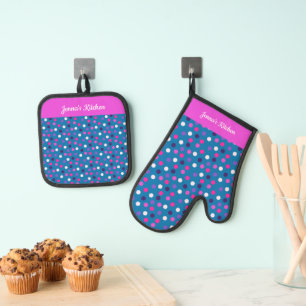 Ensemble De Gant De Cuisine Et De Manique Couleurs vives et audacieuses, Rose, Bleu Violet G