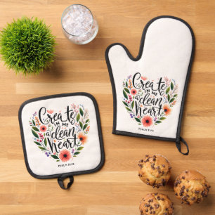 Ensemble De Gant De Cuisine Et De Manique Crée en moi un cœur pur floral