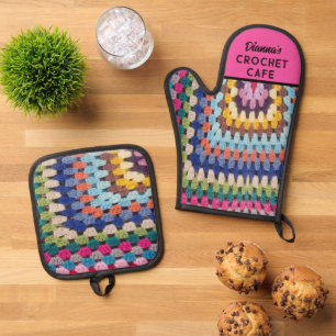 Ensemble De Gant De Cuisine Et De Manique Crochet amant cadeau! Personnalisé