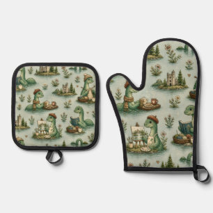 Ensemble De Gant De Cuisine Et De Manique Cryptides cosy Nessie Monstre du Loch Ness loisirs
