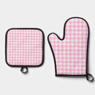 Ensemble De Gant De Cuisine Et De Manique Cuisine de campagne rose à carreaux